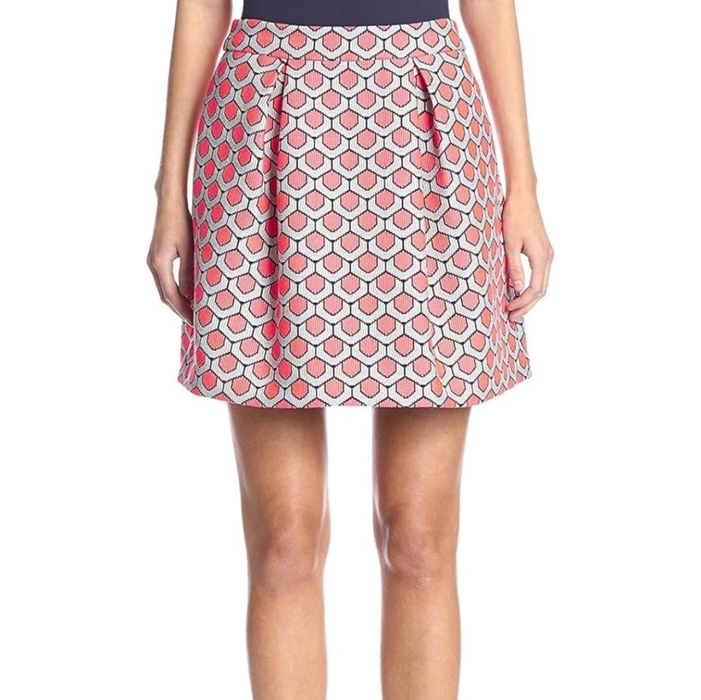 TRINA TURK Fern Coral Pink Printed Skirt Size 8